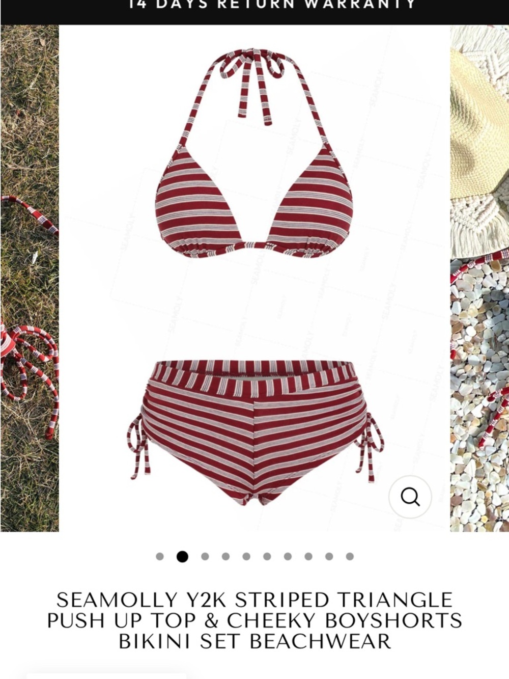 Seamolly Red Stripe Triangle Push-Up Bikini Set